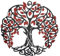 PATIKIL Metal Tree Wall Decor, Tree of Life Wall Sculpture Ornament Hanging Wall Decoration for Home Indoor Outdoor, Red Black
