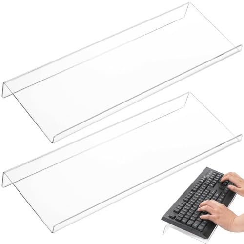 Eorbow 2 Pack Tilted Computer Keyboard Stand, Clear Acrylic Keyboard Tray Holder for Easy Ergonomic Typing, Keyboard Riser for Office Desktop, Home, School