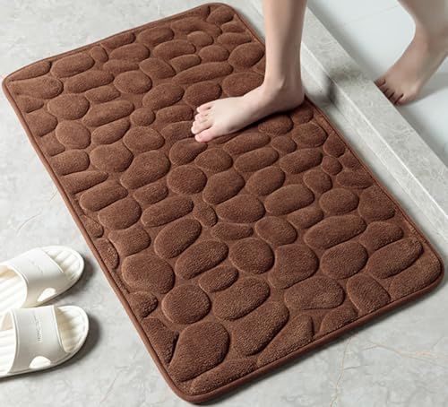 ZZPXMY Kieselstein Bad Anti-Rutsch, Super Soft, Teppiche, Badteppiche für Badezimmer, Schlafzimmer und Wohnzimmer Perfekt für Home Decor Matten (Braun, 40×60)