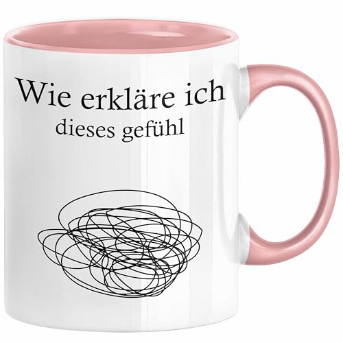 Trendation - Psychologie Tasse Geschenk Psycho Geschenkidee Wie Erkläre Ich Dieses Gefühl Spruch Psychologie-Student (Rosa)