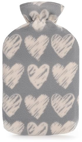 A2Z Wärmflasche Weihnachten Fairisle Rentier - Wärmflasche AZ8140 Grau Herzen