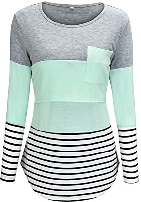 DondPO Still Oberteil Damen Festliche Langarm Weich Umstandstop Stillmode Frauen Baumwolle Stillkleidung Stilltop Nursing Tops Herbst Stretch Stilloberteile Stillshirt Umstandsmode