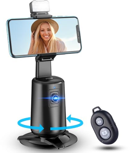 Trépied de Suivi Automatique du Visage - Rotation à 360° Support de Téléphone, Pas d'Application, Caméra avec Télécommande et Contrôle Gesture