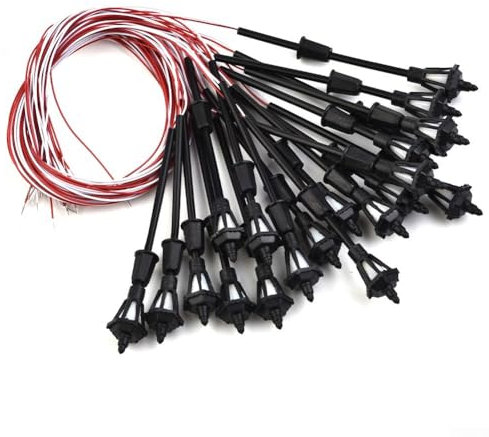 WIIYENA 20 Stück HO Scale Modelleisenbahn LED Laternenpfahl Lampen Wandleuchten, 3 V weißes Licht, verbessern Sie Ihre Straßenanordnung