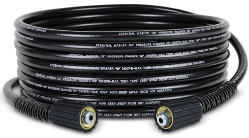 ESSENTIAL WASHER Pressure Washer Hose 25FT 1/4 | 3000 PSI Power Washer Hose M22F 14mm PVC Kink Free