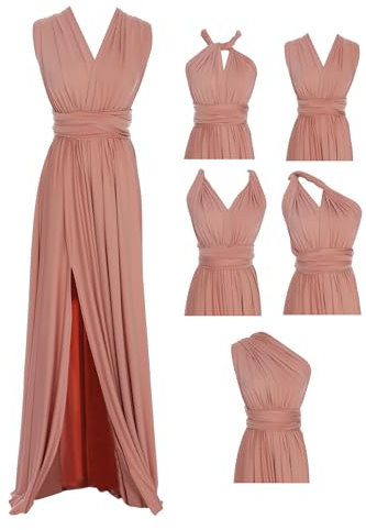 Edaydress Ein Kleid in voller Länge mit über 100 Stilen, vielseitig einsetzbar, mit Infinity-Schlitz, Brautjungfernkleider, A5, Hellrosa, Einheitsgröße