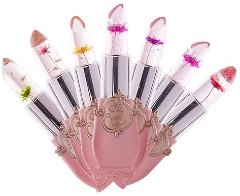 ASUSO Blumenlippenstift für Frauen, 6 in 1 Set, Rosa, 0.63 g (6er Pack), Feuchtigkeitsspendend, Magischer Farbwechsel, Halbglänzend, Medium Coverage