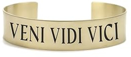 ANEMONE JEWELRY 14k Gold Armband für Männer - Veni Vidi Vici Armband mit Gravur - Personalisiertes Armband - 15mm offene Manschette - Individuelles Goldarmband
