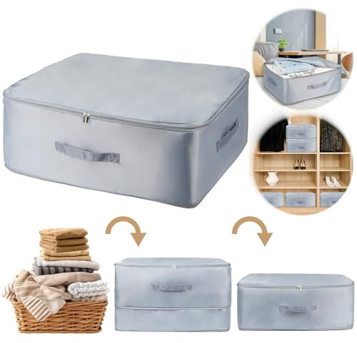 Organiseur auto-compresseur ultra compact - Grand sac de rangement mobile à compression automatique - Gris - Grande capacité - Sac de rangement doux et respirant pour vêtements de compression