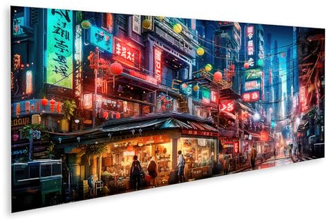 islandburner Bild auf Leinwand Konzept Liebreizende Anime Cyberpunk-Stadt Digitale Nacht-Malerei Bilder Wandbilder Poster