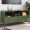 Brokky Meuble TV Vert Olive 100,5x39x50,5 cm Acier,Meuble TV,Table Basse Salon Meuble TV,Table Basse LED Couleurs