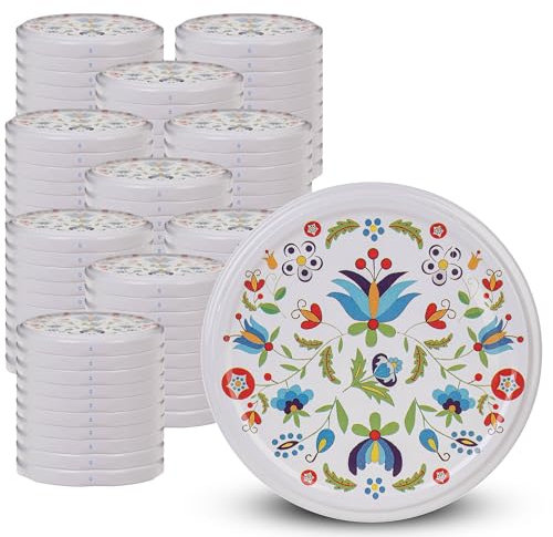 KADAX Schraubdeckel fi82 mm x 100st, Twist-Off-Deckel Set aus Metall, Ersatzdeckel für Einmachgläser, Deckel mit 6 Einrastzähnen fürsturzgläser und Einmachgläser (Blumen, 100stück)