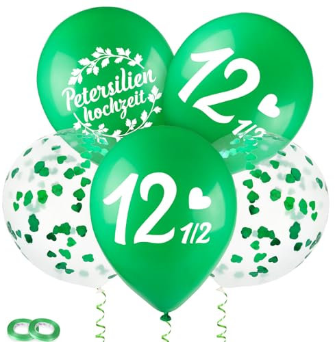 BETESSIN Petersilienhochzeit Deko - 24x Petersilien Hochzeit Ballon 12 Zoll - Petersilienhochzeit Luftballons für 12,5 Hochzeitstag - Petersilienhochzeit Geschenk zum Hochzeitstag nach 12,5 Jahren