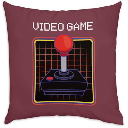 Fabulous Kissen aus rotem Samt – Joystick Synthwave Videospiele Retro Gaming Klassisch Arcade – 40 x 40 cm – samtige Haptik – Bezug und Kissen inklusive