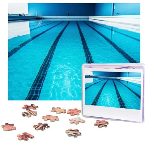 500 Piece Jigsaw Puzzle for Adults Wooden Challenging Puzzle Blue Swimming Pool Photo Puzzle Custom Personalized Picture Puzzle for Adults & Kids Family Game Nights 20.4x15 Puzzle