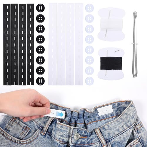 BOHUIZ Lot de 8 ajusteurs de pantalon élastiques réglables resserrer la taille et boutons pour ajuster tous les pantalons