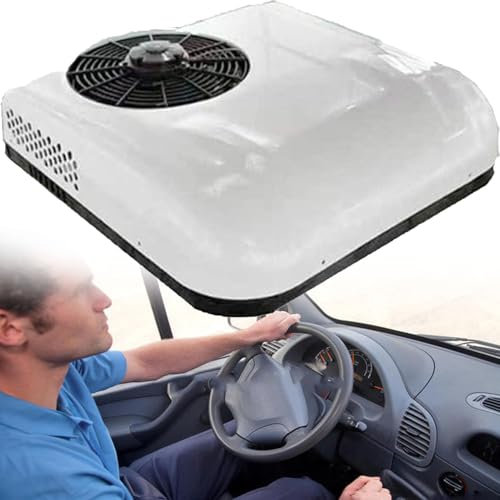 YANGYMM 12V/24V DC Air Conditioner, RV Air Conditioner Cool Rooftop DC Unit RV, for Truck RV Boat Automotive Camper Travel Trailer, Which Is Light and Portable,White-24V