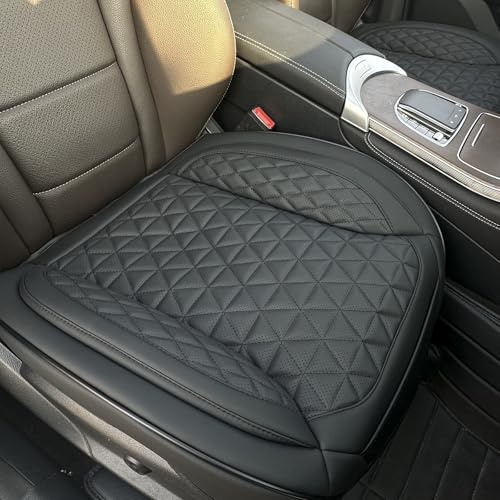 2 Pack Leder Vordersitz Abdeckung Nur Unten Rutschschutz Universell Schwarz | Polsterung Sitzkissen, Full Wrap Sitzschutz Mit Aufbewahrungstasche, Universal Für Die Meisten Autos, SUV, Pick-Up-LKW
