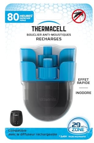 THERMACELL Recharge Liquide Anti Moustiques et Moustiques Tigres - Protection Efficace 29m² - Compatible avec Boucliers - Durée 80h - Inodore - 1 Pack 2 Unités