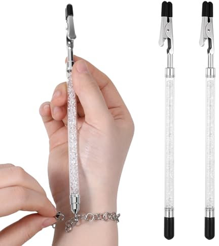 2 PCS 2 in 1 Bracelet Helper Tool Bracelet Fastener Tool Release Fastening Jewelry Clasp Helper Necklace Clasps Helpers Bracelets Helpers to Put on Yourself for Necklace, Jewelry, White