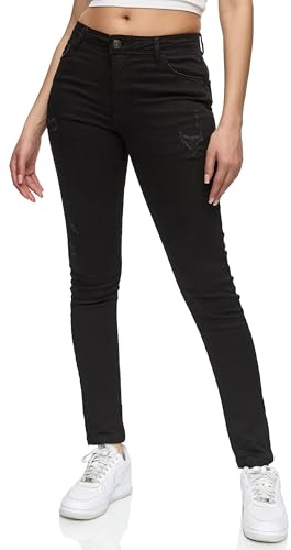 REPUBLIX Damen Destroyed Mid Waist Skinny-Fit Stretch Denim Jeans RJ-1003