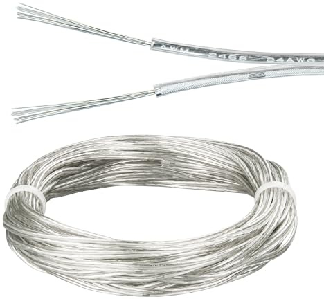 URCIANOW 10M Cavo Trasparente 2 Fili 24AWG LED PVC Flessibile Doppio | Filo Doppio Piatto, PVC Flessibile, Per Illuminazione LED a Bassa Potenza