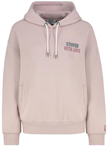 Sublevel Damen Hoodie mit lustigem Print Kapuze und Kordelzug Ärmeldetail