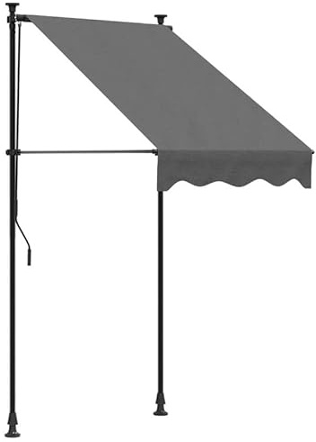 Markise Einziehbar 100x150 cm Anthrazit – Hochwertiger Stoff (180 g/m² Polyester mit PU-Beschichtung) & Stahl für Terrasse, Balkon oder Garten – Langlebig, Wetterbeständig & Einfache Montage