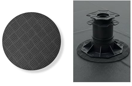 Nicoman Rubber Base Pad for Decking Pedestal Support, 20-25cm Diameter, Anti-Slip Surface, Noise Reducing Protective Mat for Joist Support & Raised Floor Installation (Black - 20cm, Pack of 30)