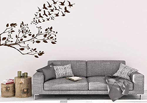 *NEU* Wandaufkleber Wandtattoo Wandsticker ZWEIG - AST mit/ohne Vogelschwarm (Größen.- und Farbauswahl)