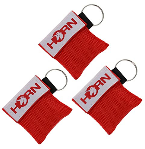 Horn Medical Notfall-Beatmungstücher im Schlüsselanhänger, Horn-Key, 3er Set, Rot