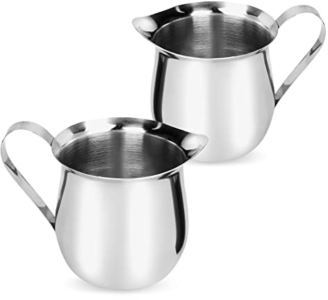 Rolin Roly 2pcs 60ml Stainless Steel Bell Creamer Pitcher Mini Milchkännchen Perfekt für Cappuccino Sauce Espressomaschinen Kaffee (60ml)