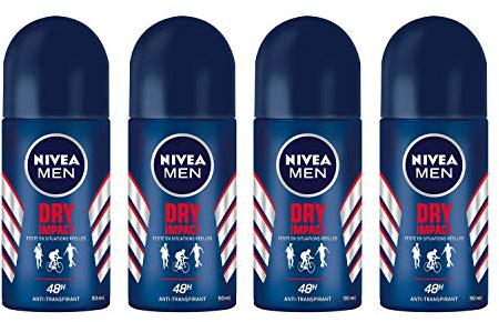 NIVEA Deodorant Dry Impact für Herren, 4 x 50 ml