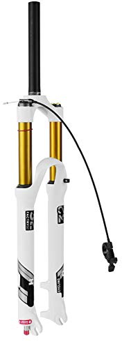 LvTu Fahrrad Luft MTB Vorderrad Gabel 26/27,5/29 Zoll, 140mm Federweg Leicht Legierung 1-1/8 Mountainbike Federgabel 9mm QR Weiß (Color : Straight Remote Lockout, Size : 27.5 inch)