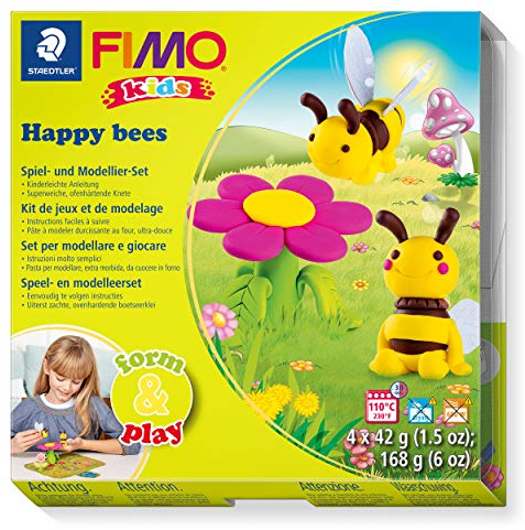STAEDTLER FIMO kids form&play “Happy bees”, Ofenhärtende Modelliermasse mit Zubehör, 8034 27 LY