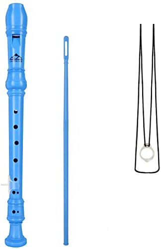 Eastrock 3 Pièces Flûte à bec Instrument de Style Allemand Soprano, Bleu | pour Débutants avec Tableau des Doigts, sac D'emballage, Repose-Pouce