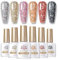 BORN PRETTY Glitter Gel Nail Polish Sparkling Color U V Gel Polish Soak Off Sparkly Shiny Gold Silver Red Gel Nail Lamp Varnish Manicure Kit for Women Gift Set