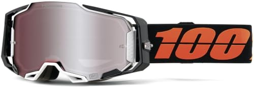 100% ARMEGA HIPER - Schwarze Schwanzbrille - Silber verspiegelte Linse