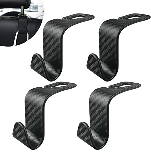 FuninCrea Auto Haken, 4er-Pack langlebige tragbare Auto Kopfstütze Haken aus Kunststoff Neue verbesserte Auto-Kopfstützenhaken zum Aufhängen von Wasserflaschen Handtaschen Rucksäcken (A)