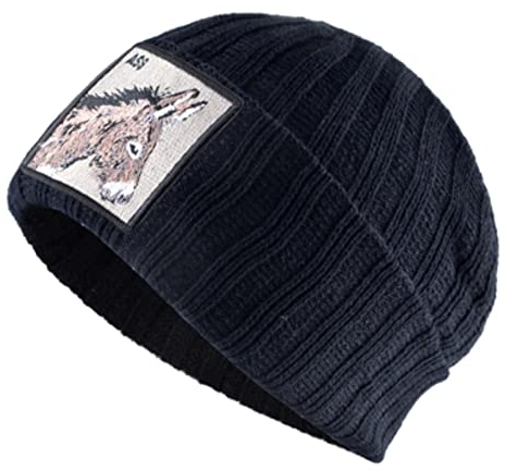 1 Stück Stickerei Tierhüte für Männer Winter Beanies Dicke Warm Bonnet Outdoor Skifahren Kappe Strickwolle Mütze Frauen, LV, S/XL