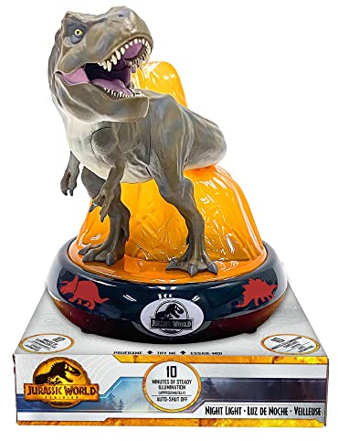 CARTOON Lampada 3D Dinosauri Del Mondo Giurassico, luce da notte a Led, comodino, tavolo, per bambini (Multicolore)