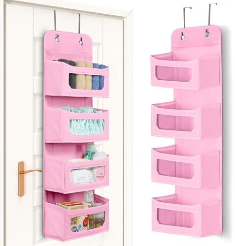 Utopia Home UH1186 Hängeschrank-Organizer und Aufbewahrungs-Organizer für Schrank, Wohnmobil, Baby, Kinder, Schranktür-Organizer und Aufbewahrung, über der Tür, Kinderzimmer, Schlafzimmer, Rosa