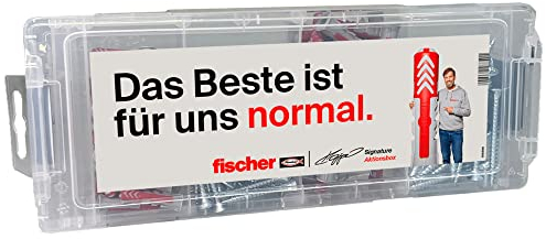 fischer Mini FixTainer Jürgen Klopp Signature Box - Aktionsbox inkl. 80 DuoPower Dübeln (50 Stk. 6 x 30, 30 Stk. 8 x 40) und 80 Schrauben, universelles Set zur Befestigung, mit Gewinnspiel