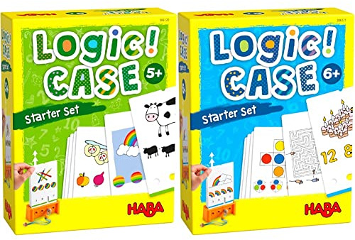 HABA Logic! CASE Starter Set 5+, Logikspiel für Kinder ab 4 Jahren, Reisespiel, 306118 & Logic! CASE Starter Set 6+, Logikspiel für Kinder ab 4 Jahren, Reisespiel, 306118