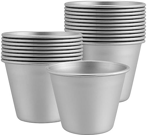 MUKLEI 20 PCS Dariole Moulds, Mini Pudding Basins, Pudding Mould, Individual Muffin Tins for Baking Cupcakes, Individual Puddings, 7 x 4.2 x 5.6cm