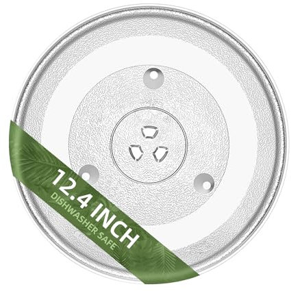Gemroom 12.4 Microwave Glass Plate for GE, Samsung, Frigidaire 12 3/8 inch Microwave Turntable, Replaces WB48X24079 5304509437 Microwave Glass Turntable