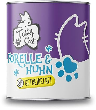 TastyCat Nassfutter für Katzen Forelle & Huhn 6 x 800g. | getreidefrei | viel Fleisch