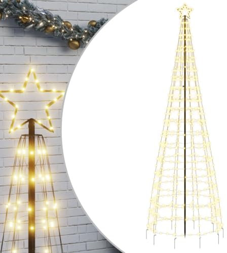 vidaXL Sapin de Noël à LED avec piquets 570 LED Blanc Chaud 300 cm, décoration de Noël, lumière LED, lumière de Noël extérieure, cône de Noël, éclairage LED