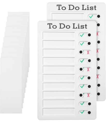 Tableau de Liste de Contrôle,2 PCS Memo Checklist Portable Memoboards avec 10 papiers vides interchangeables,Tableau mémo réutilisable pour enfants,Tableaux de Planification pour la Maison les Voyages