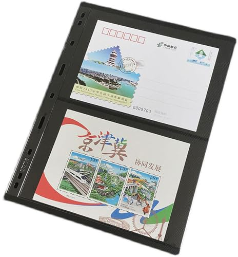 Wansiman Stempelseiten,Briefmarkensammlung Beilagen,Briefmarkenalbum Binder,Briefmarkenseiten，Sammler-Briefmarkenalbum,Briefmarken-Sammelalbum,mit 9-Loch-Binderhüllen,für Dokumente,Geldscheine
